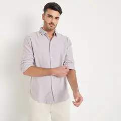 BASEMENT - Camisa Oxford Hombre Algodón Manga Larga Slim Fit