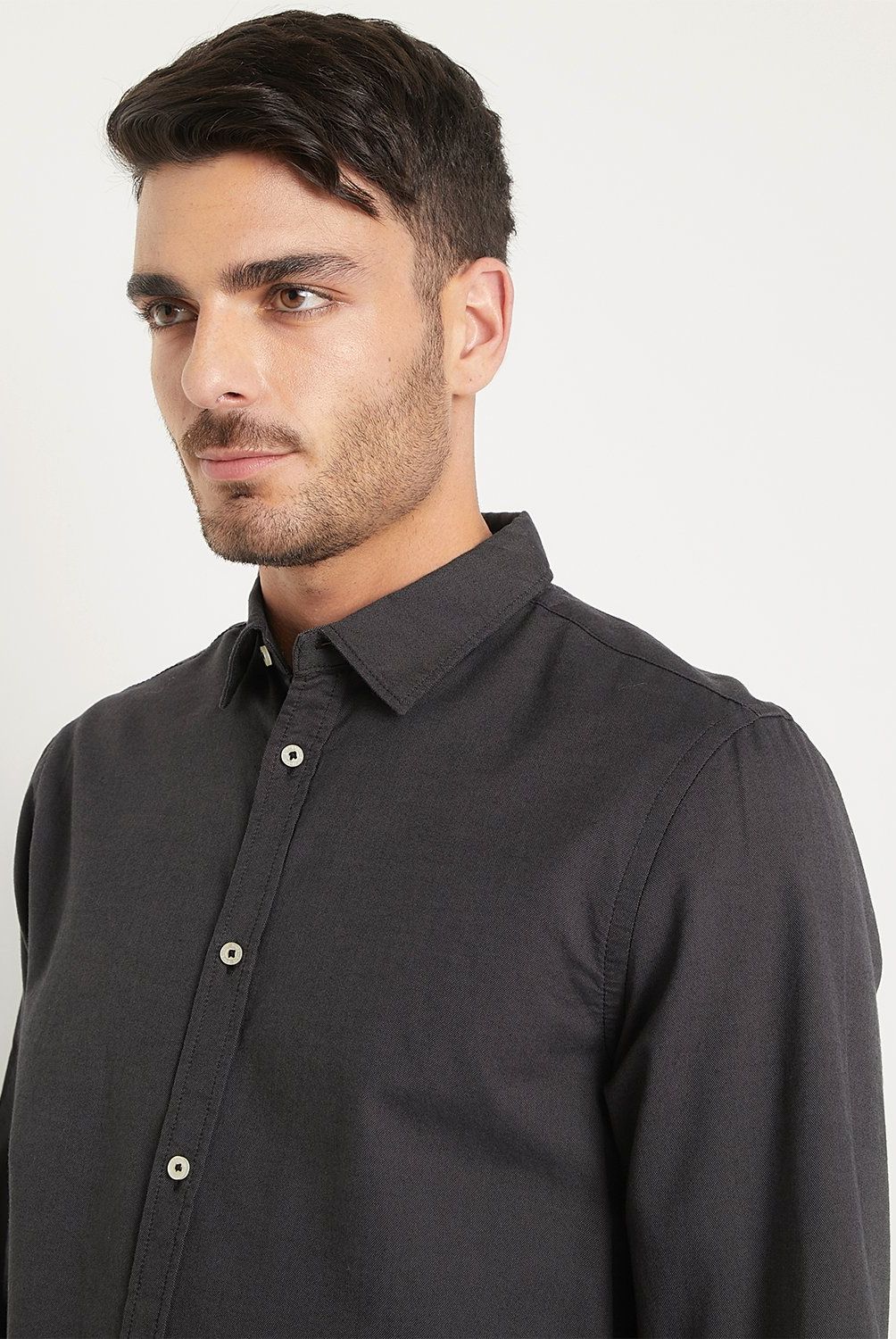 BASEMENT - Camisa Oxford Hombre Basement Algodón Manga Larga Slim Fit