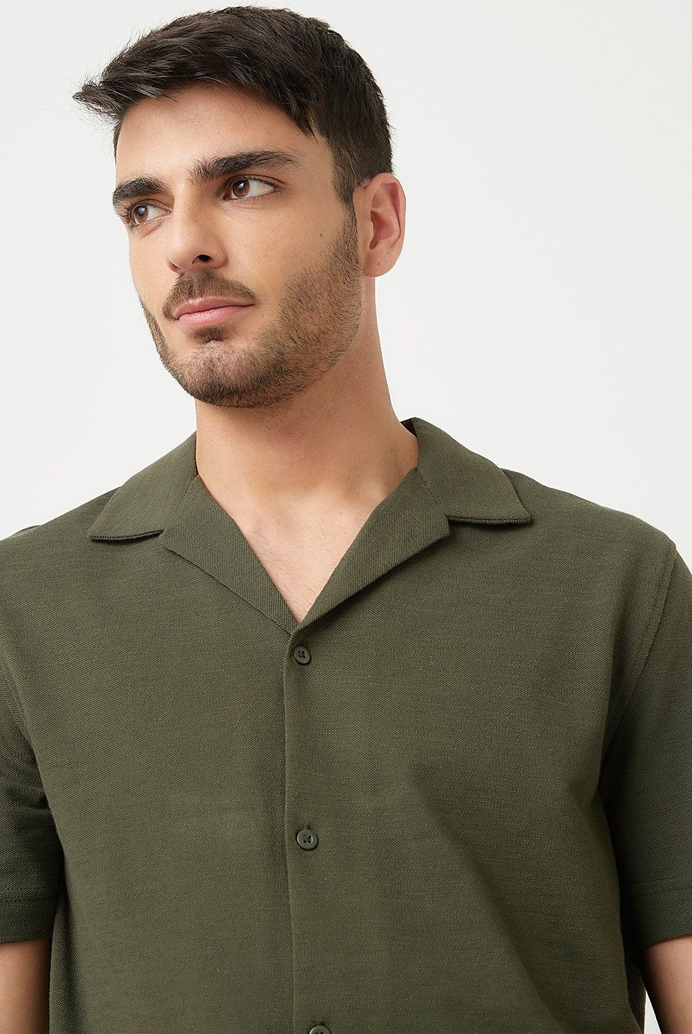 BASEMENT - Camisa Casual Manga Corta Hombre Basement Algodón Liso