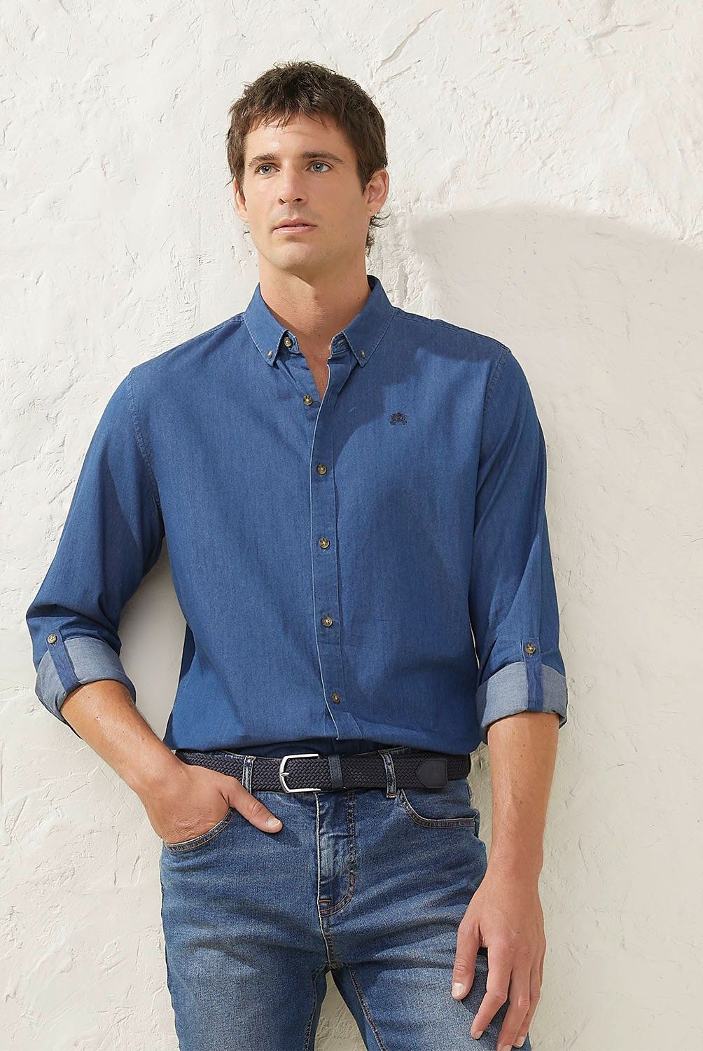CASCAIS - Camisa Casual Denim Cascais Slim Fit Algodón Hombre