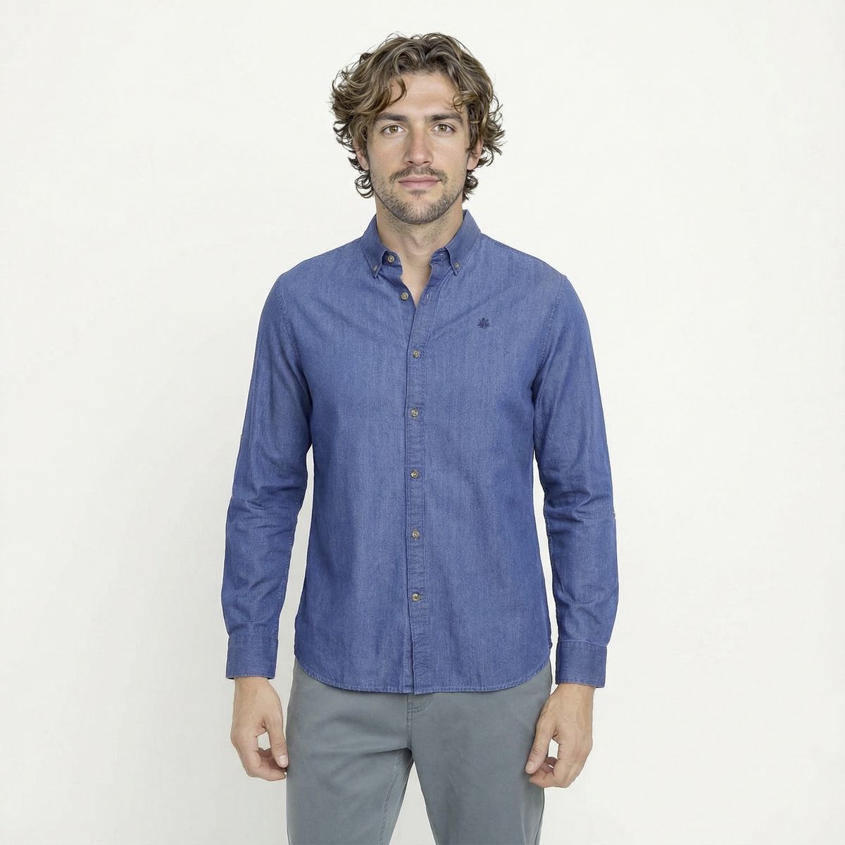 CASCAIS - Camisa Manga Larga Denim Slim Fit Hombre Cascais