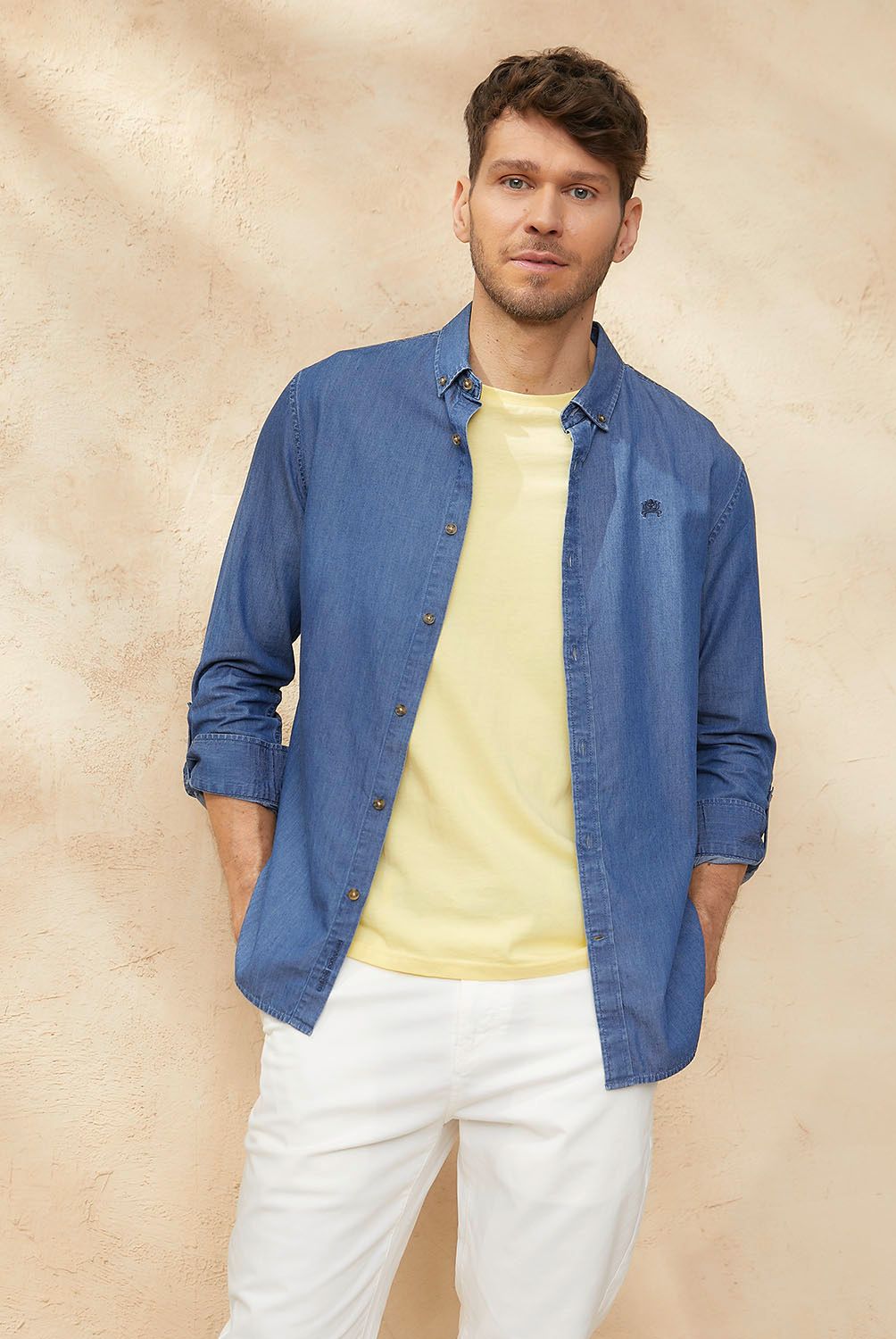 CASCAIS - Camisa Manga Larga Denim Slim Fit Hombre Cascais