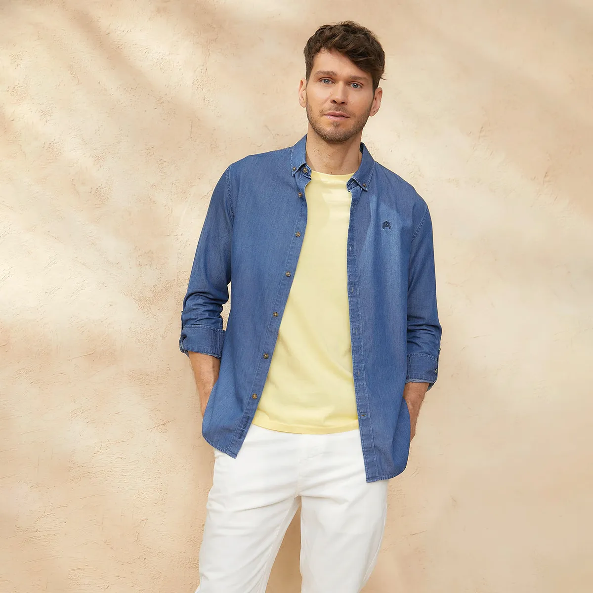 CASCAIS - Camisa Manga Larga Denim Slim Fit Hombre Cascais