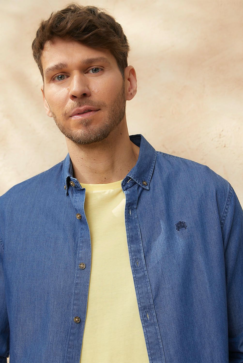 CASCAIS - Camisa Manga Larga Denim Slim Fit Hombre Cascais