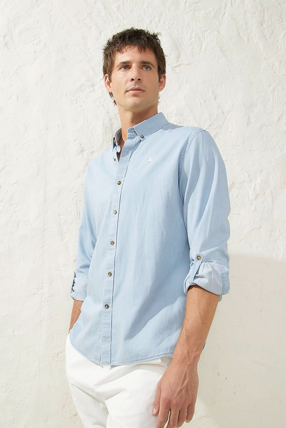 CASCAIS - Camisa Casual Denim Cascais Slim Fit Algodón Hombre