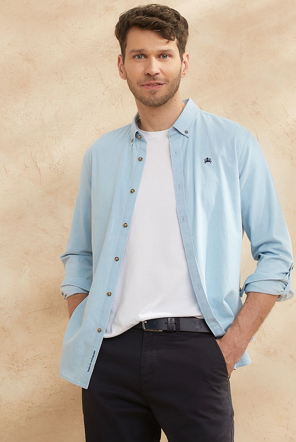 CASCAIS - Camisa Manga Larga Denim Slim Fit Hombre Cascais