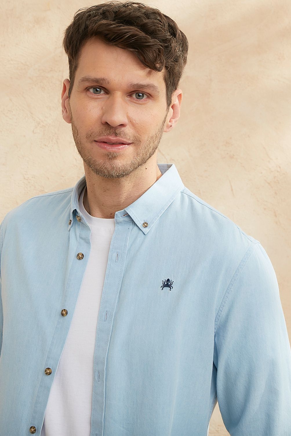 CASCAIS - Camisa Manga Larga Denim Slim Fit Hombre Cascais
