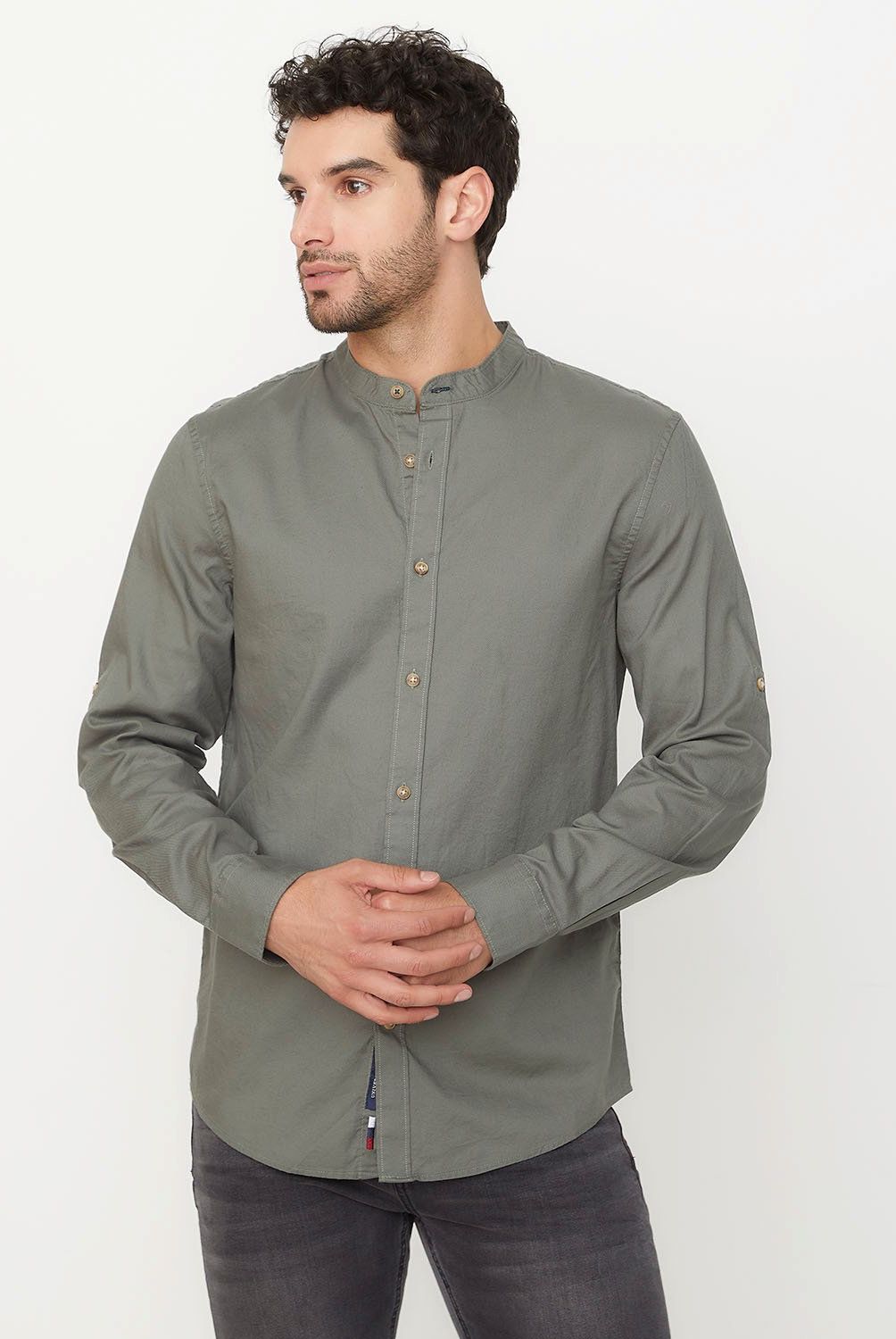 UNIVERSITY CLUB - Camisa Casual Hombre University Club Algodón Cuello Mao