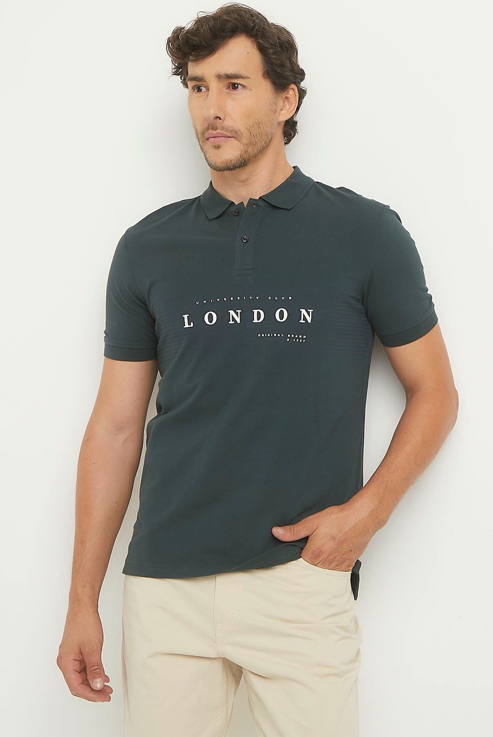 UNIVERSITY CLUB - Polera University Club Manga Corta Algodón Hombre Bordada