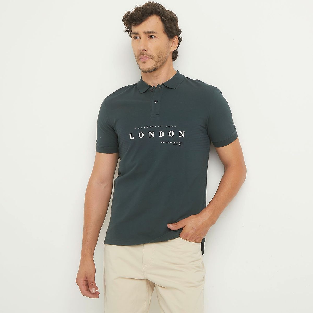 UNIVERSITY CLUB - Polera University Club Manga Corta Algodón Hombre Bordada