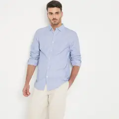 BASEMENT - Camisa Manga Larga Algodón Slim Fit Hombre