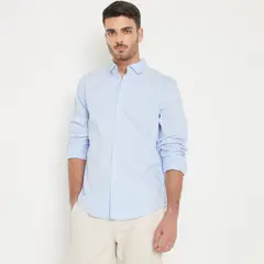 BASEMENT - Camisa Casual Hombre Algodón Slim Fit Rayas
