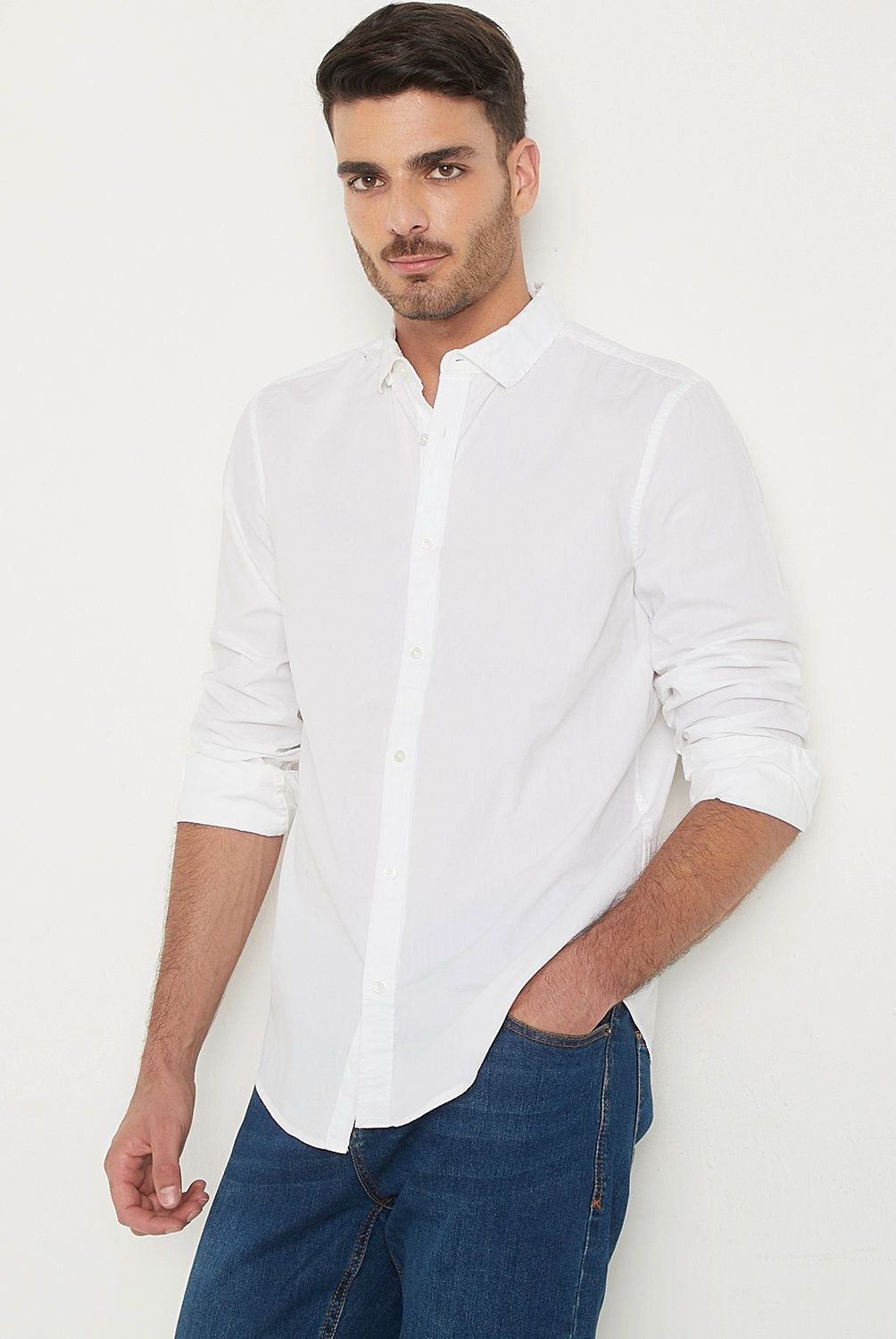 BASEMENT - Camisa Casual Hombre Basement Algodón Slim Fit Rayas