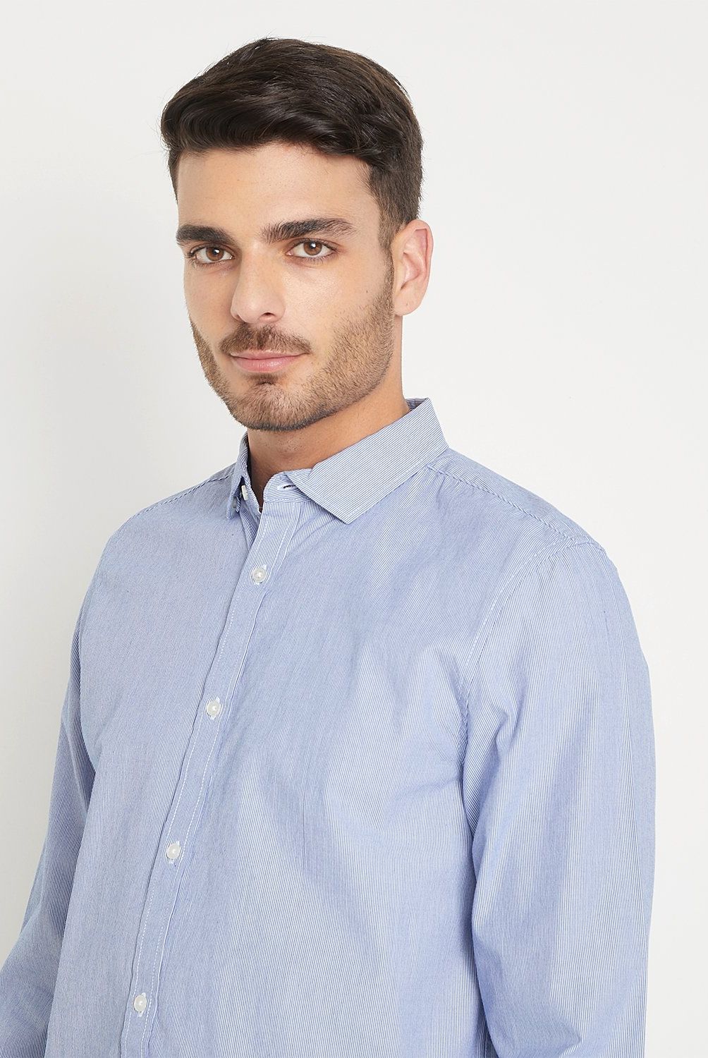 BASEMENT - Camisa Casual Hombre Basement Algodón Slim Fit Rayas