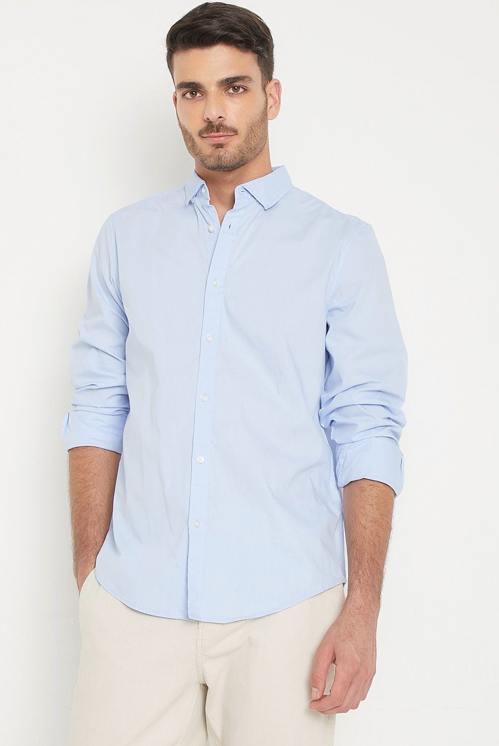 BASEMENT - Camisa Casual Hombre Basement Algodón Slim Fit Rayas