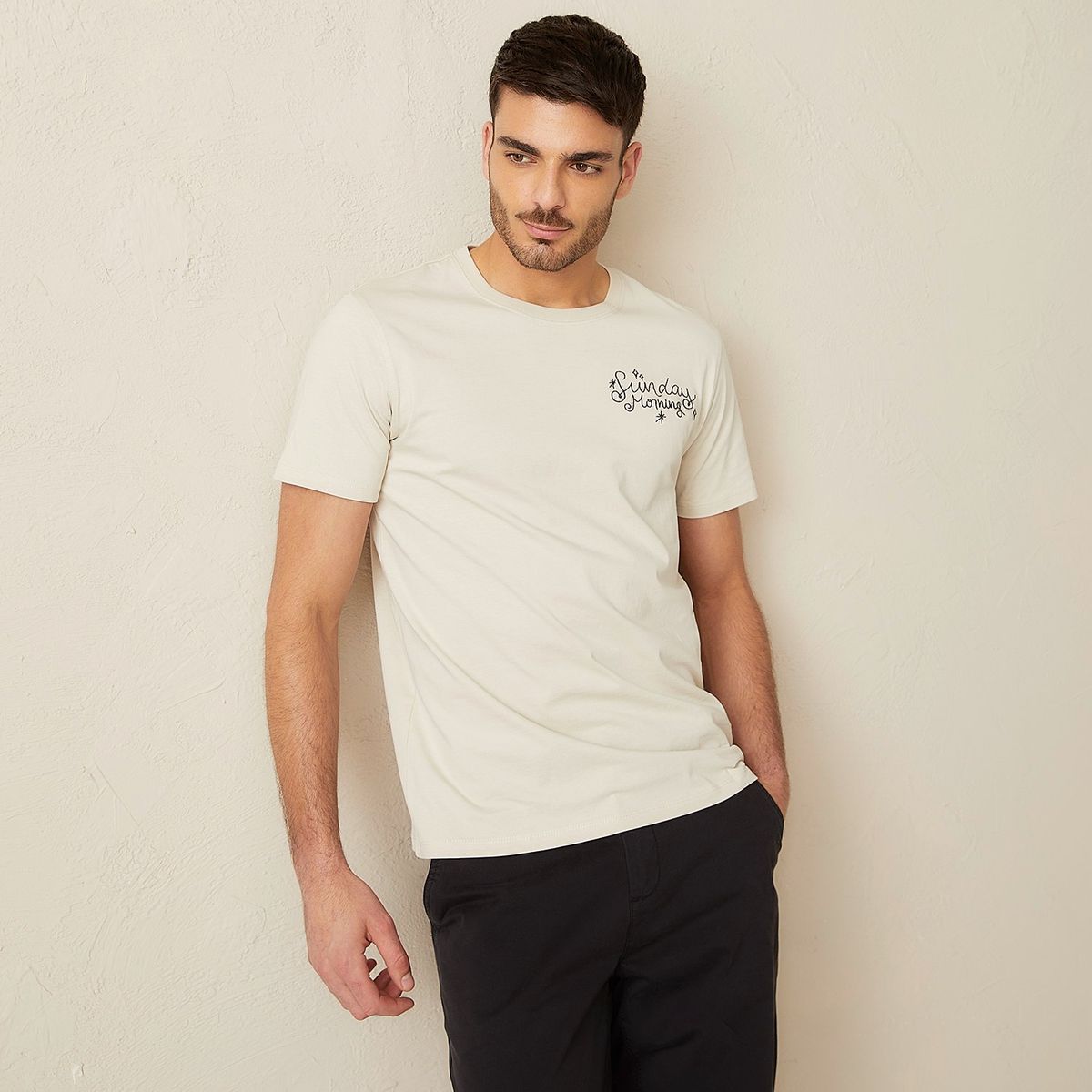 BASEMENT - Polera Basement Manga Corta Estampada Algodón Hombre