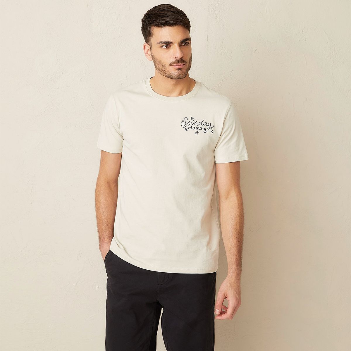 BASEMENT - Polera Basement Manga Corta Estampada Algodón Hombre