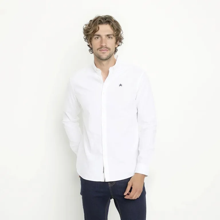 Camisa Manga Larga Oxford Slim Fit Algodón Hombre