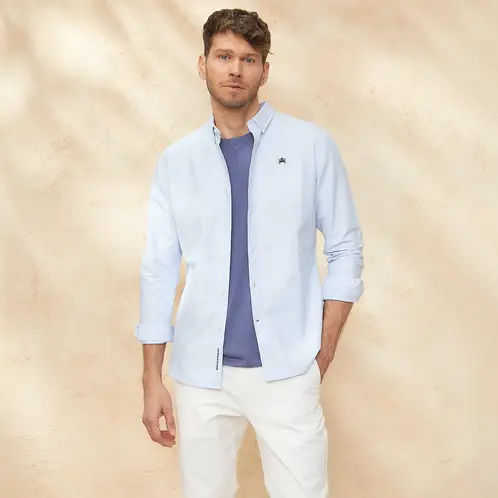 CASCAIS - Camisa Manga Larga Oxford Slim Fit Algodón Hombre