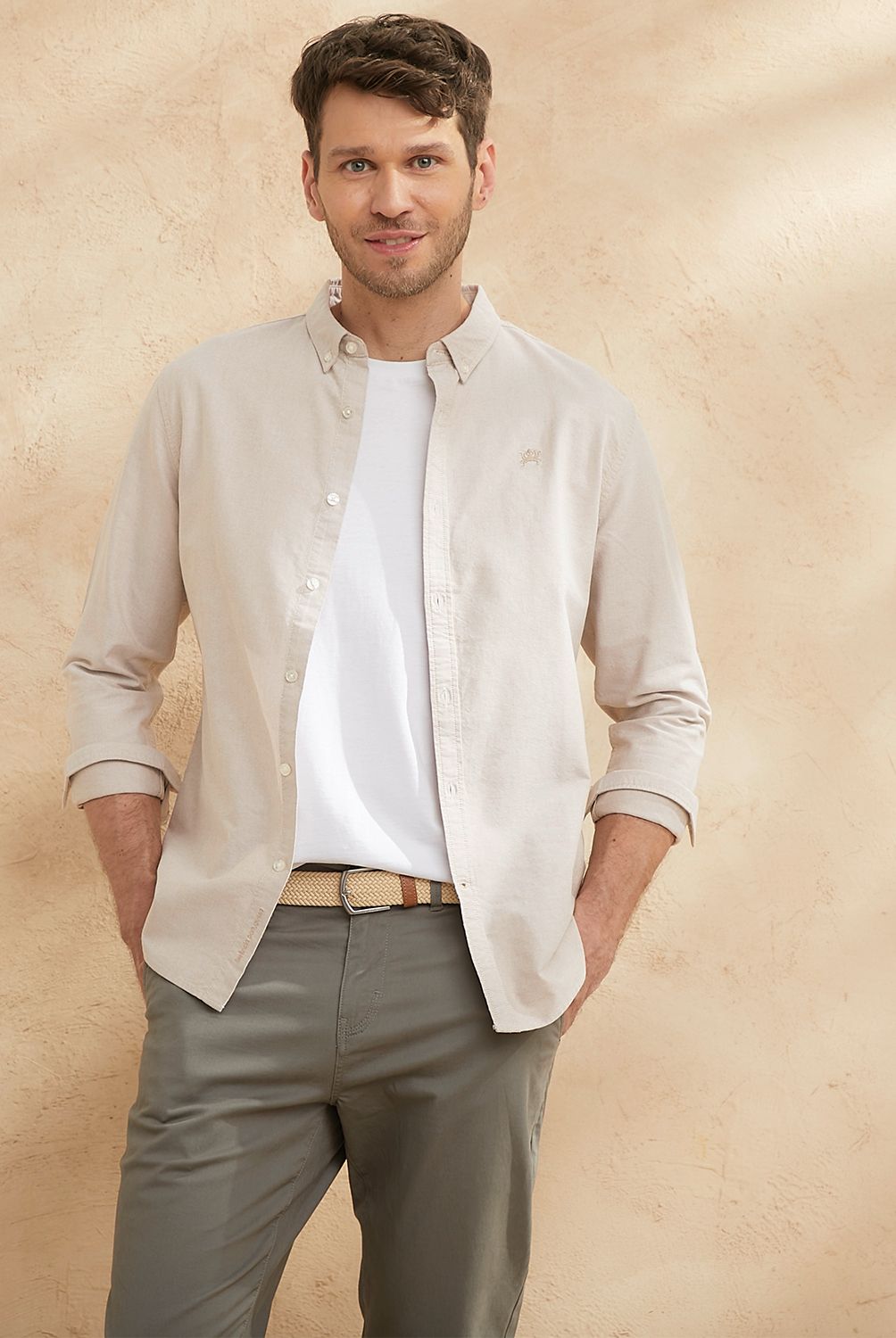 CASCAIS - Camisa Manga Larga Oxford Slim Fit Algodón Hombre Cascais