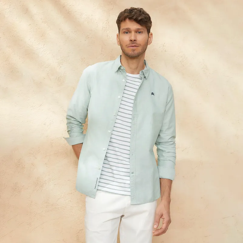 CASCAIS - Camisa Manga Larga Oxford Slim Fit Algodón Hombre Cascais