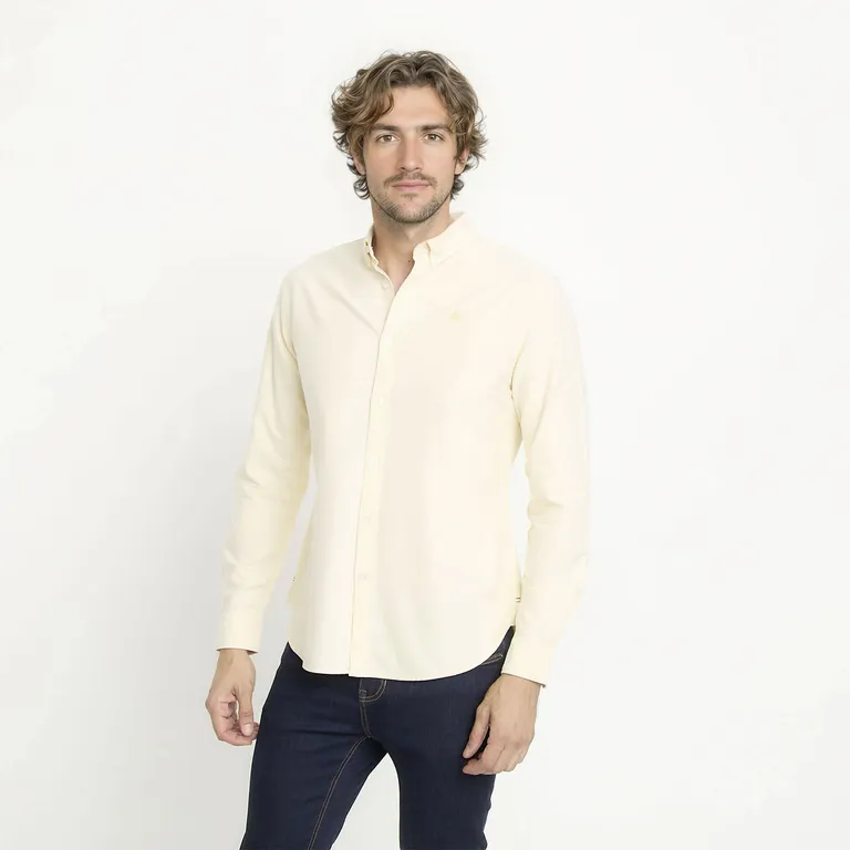 Camisa Manga Larga Oxford Slim Fit Algodón Hombre
