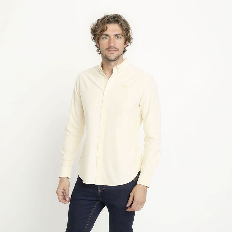 Camisa Manga Larga Oxford Slim Fit Algodón Hombre