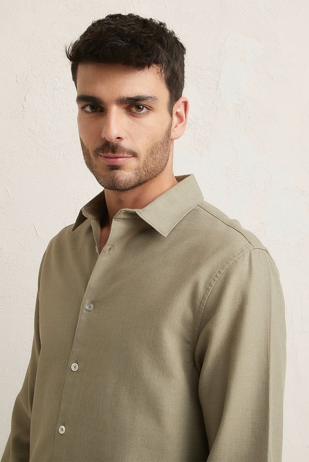 BASEMENT - Camisa Casual Hombre Basement Manga Larga Algodón