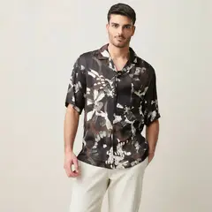 BASEMENT - Camisa Casual Viscosa Estampada Hombre