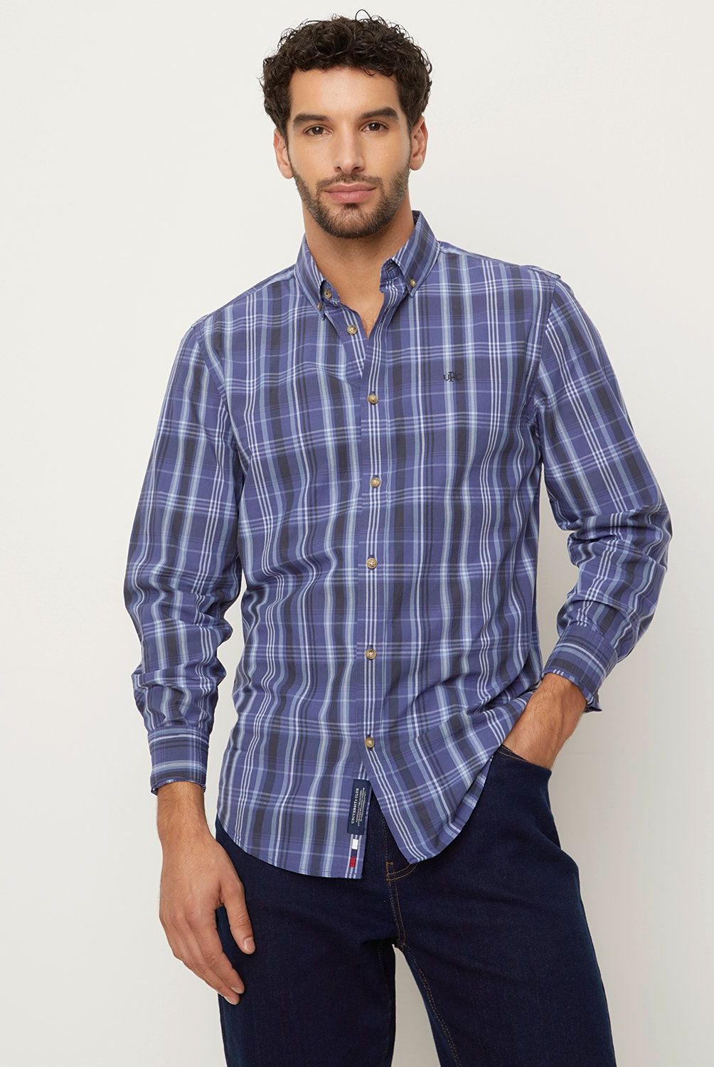 UNIVERSITY CLUB - Camisa Manga Larga Casual Algodón Hombre University Club