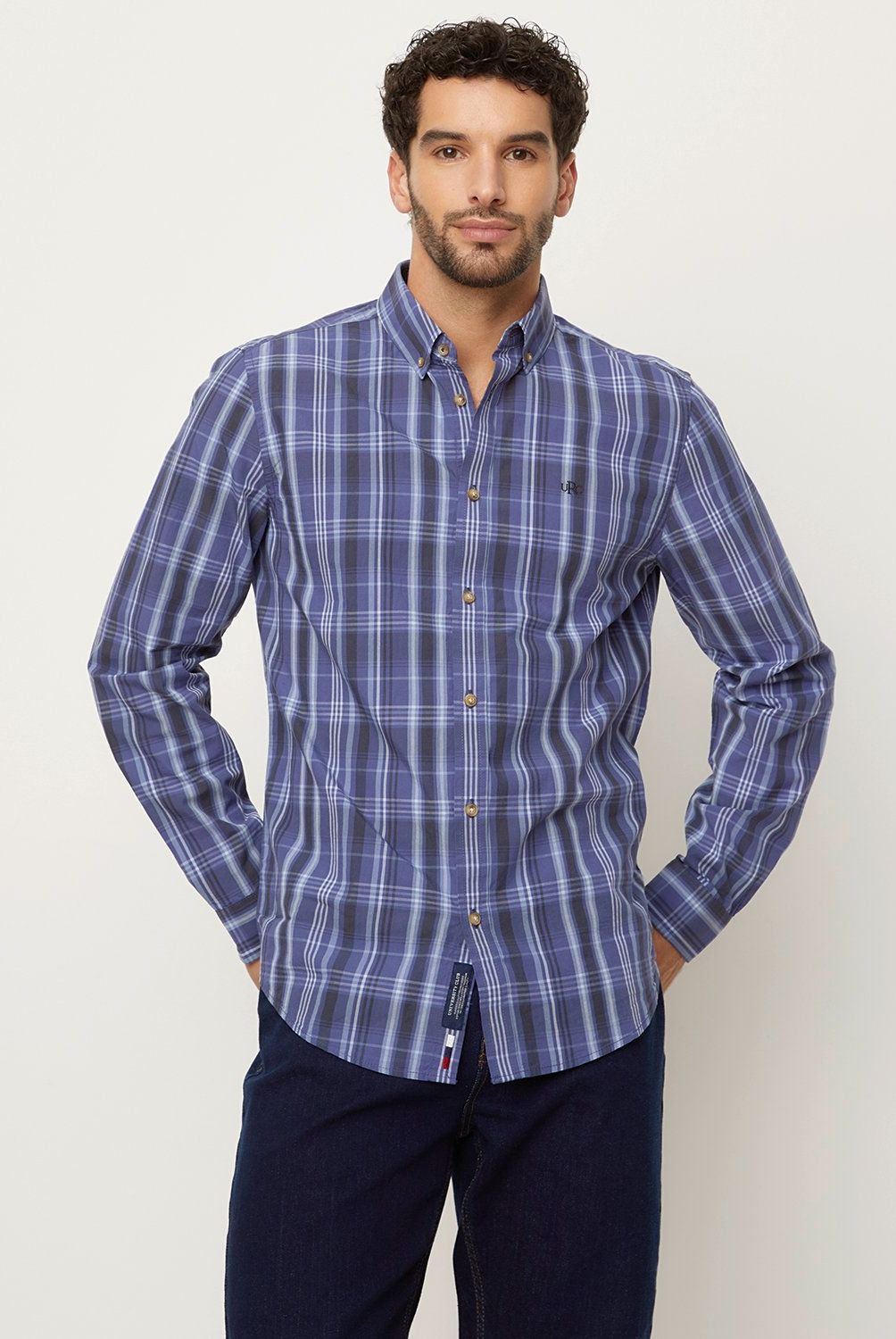 UNIVERSITY CLUB - Camisa Manga Larga Casual Algodón Hombre University Club