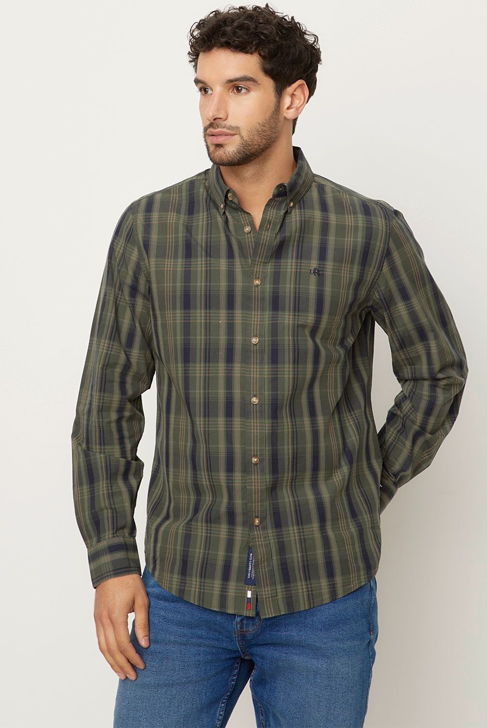 UNIVERSITY CLUB - Camisa Manga Larga Casual Algodón Hombre University Club