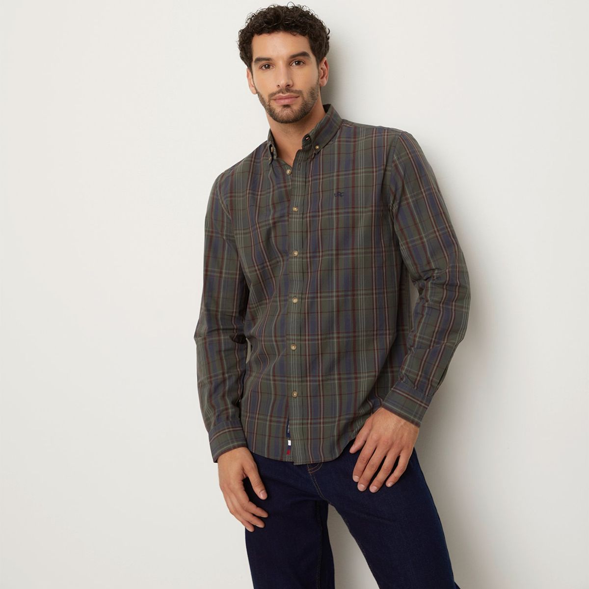 UNIVERSITY CLUB - Camisa Manga Larga Casual Algodón Hombre University Club