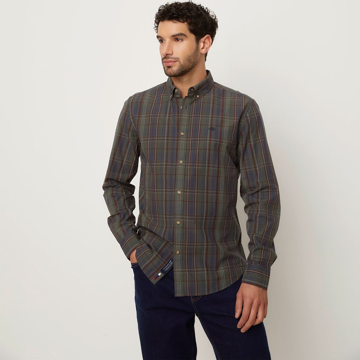 UNIVERSITY CLUB - Camisa Manga Larga Casual Algodón Hombre University Club