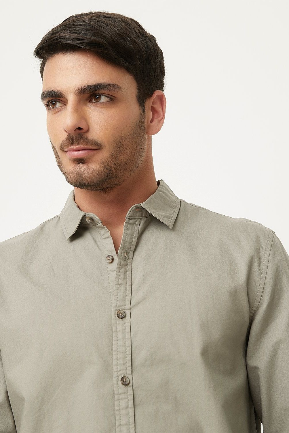 BASEMENT - Camisa Casual Hombre Basement Algodón Slim Fit Manga Larga