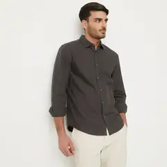 BASEMENT - Camisa Manga Larga Algodón Slim Fit Hombre