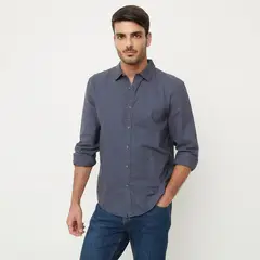 BASEMENT - Camisa Manga Larga Algodón Slim Fit Hombre