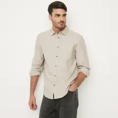 BASEMENT - Camisa Manga Larga Algodón Slim Fit Hombre
