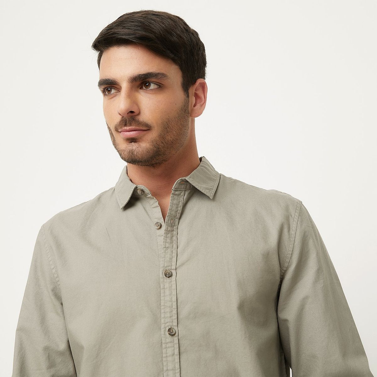 BASEMENT - Camisa Casual Hombre Basement Algodón Slim Fit Manga Larga
