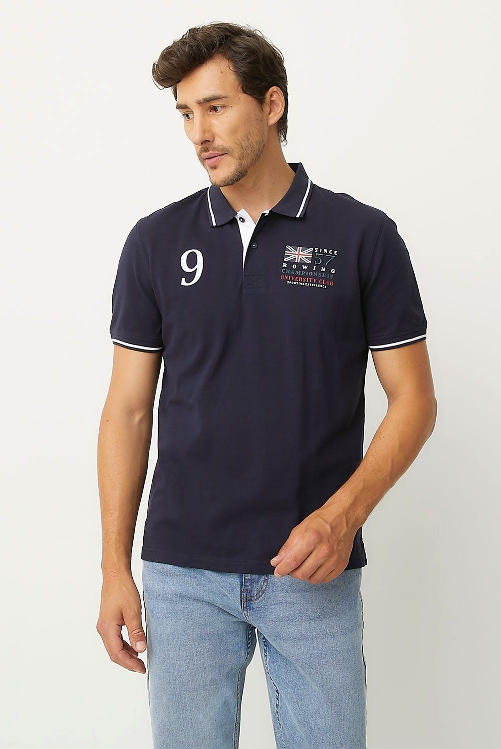 UNIVERSITY CLUB - Polera Piqué University Club Manga Corta Bordada Hombre