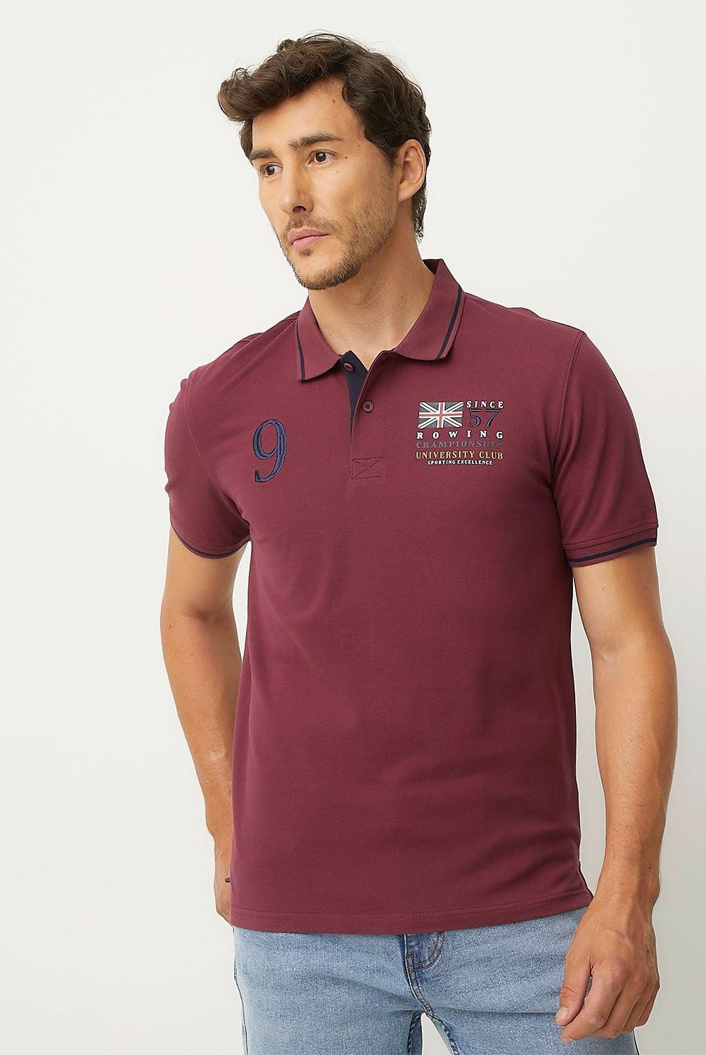 UNIVERSITY CLUB - Polera Piqué University Club Manga Corta Bordada Hombre