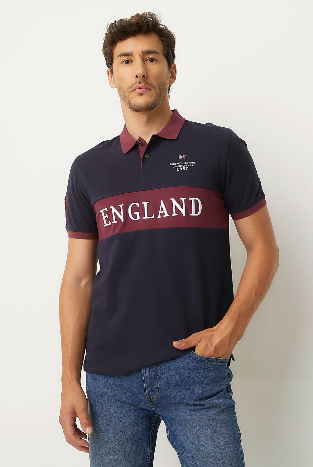 UNIVERSITY CLUB - Polera Piqué University Club Manga Corta Bordada Hombre
