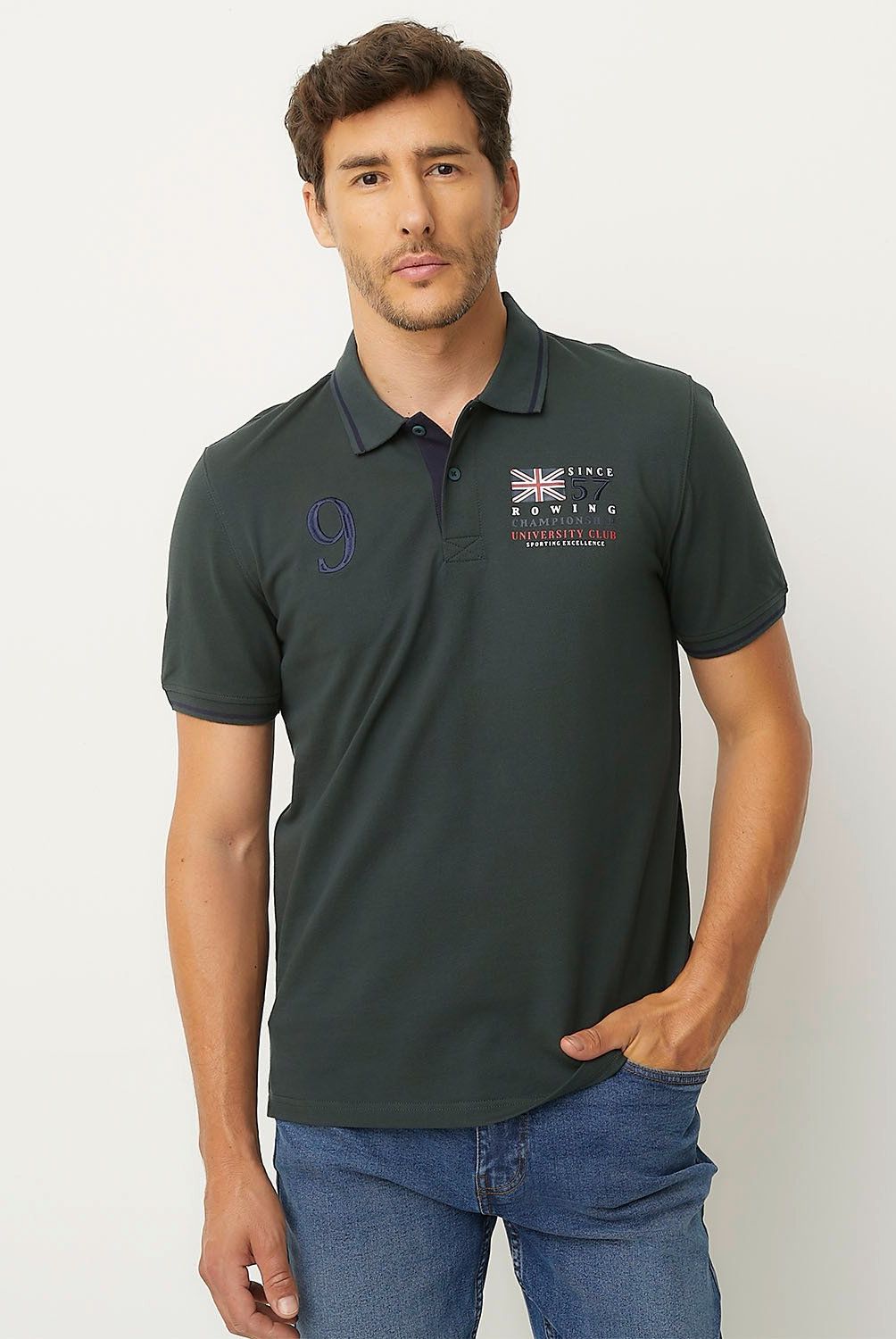 UNIVERSITY CLUB - Polera Piqué University Club Manga Corta Bordada Hombre