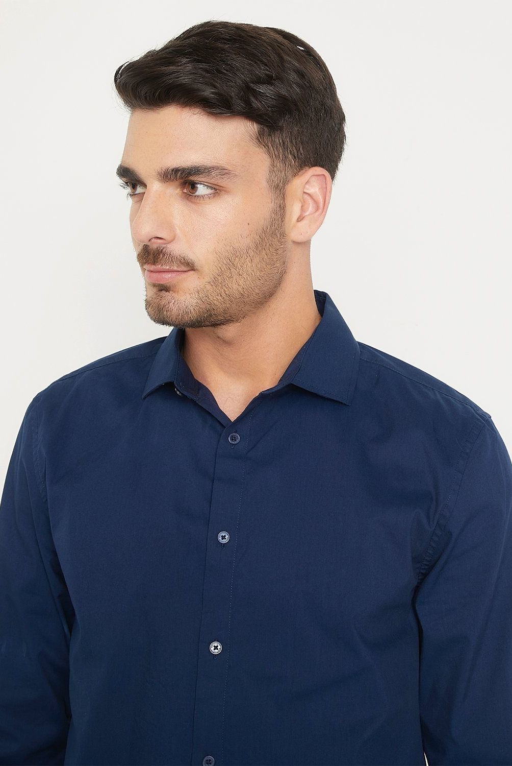 BASEMENT - Camisa Manga Larga Algodón Slim Fit Hombre Basement