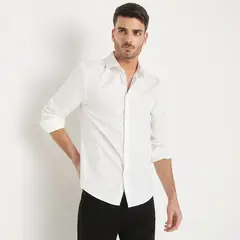 BASEMENT - Camisa Manga Larga Algodón Slim Fit Hombre