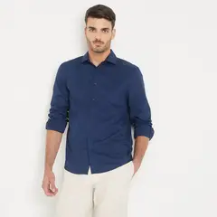 BASEMENT - Camisa Manga Larga Algodón Slim Fit Hombre