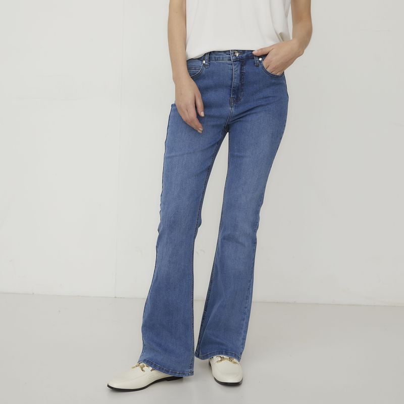 APOLOGY - Jeans Denim Mujer Apology Tiro Medio Flare