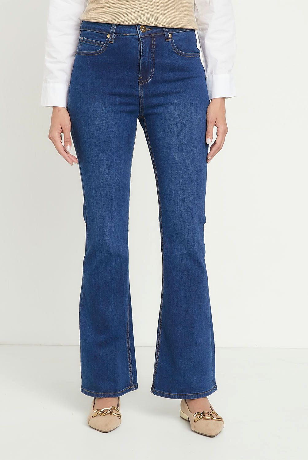 APOLOGY - Jeans Denim Mujer Apology Tiro Medio Flare