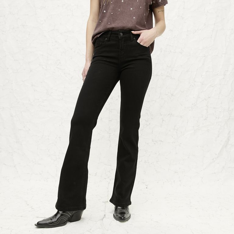 Jeans Flare Tiro Medio Mujer