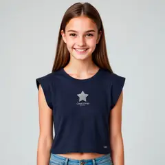 ELEVEN - Polera Casual Estampada Sin Mangas Niña Algodón